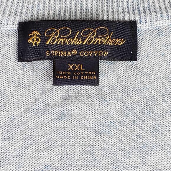 Brooks Brothers Sweater Vest Men's Size XXL Blue Supima Cotton Knit Pullover - Picture 4 of 6